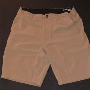 Volcom Stretch Fit Khaki Flat Front Shorts